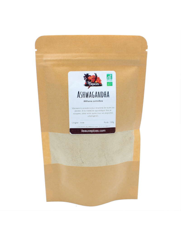 Sachet d'ashwagandha en poudre bio