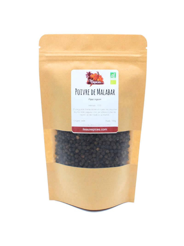 Sachet de poivre de malabar noir bio
