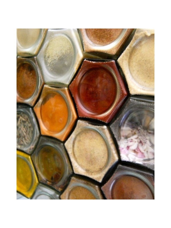 Pot épices et thé hexagonal décos alvéoles