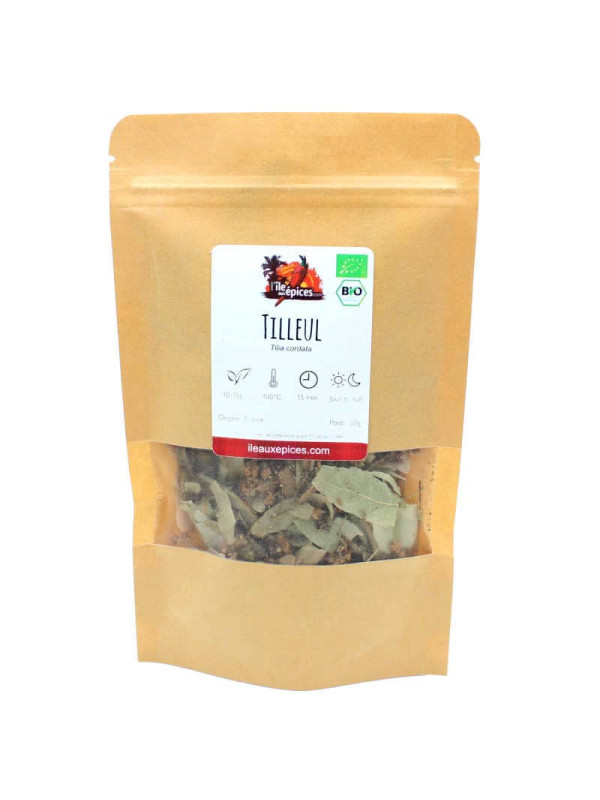 Sachet de fleurs de tilleul séchées bio pour tisane