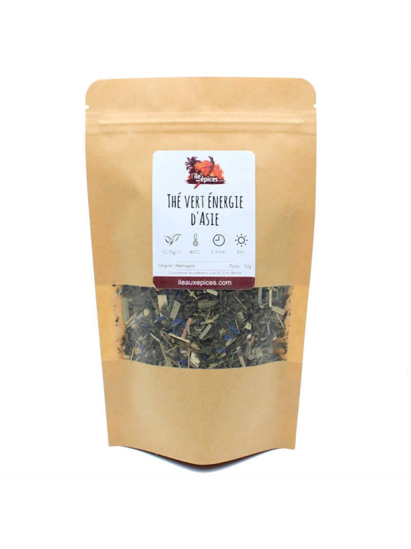 Sachet de thé vert au ginseng gingembre énergie d’Asie