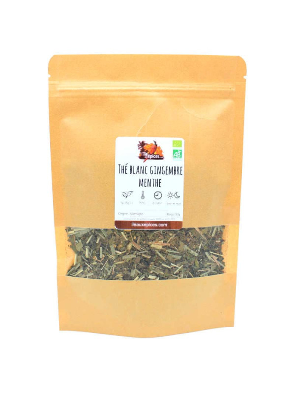 Sachet de thé blanc gingembre menthe Bio