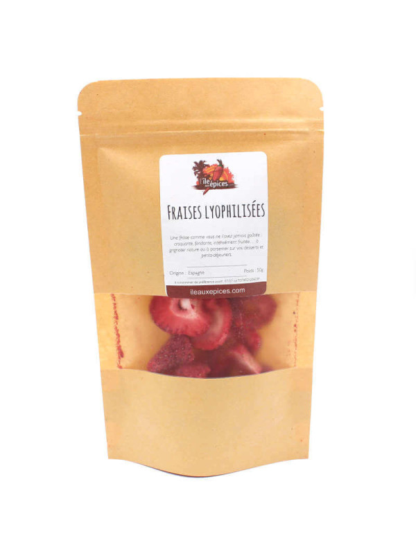 sachet de fraises lyophilisées