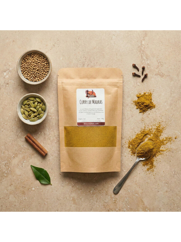 sachet de curry madras sur table