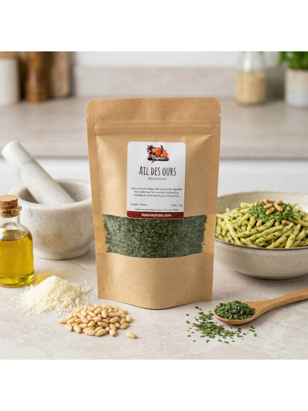 ail des ours dans pâtes pesto