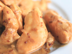 aiguillettes de poulet creme graines de moutarde