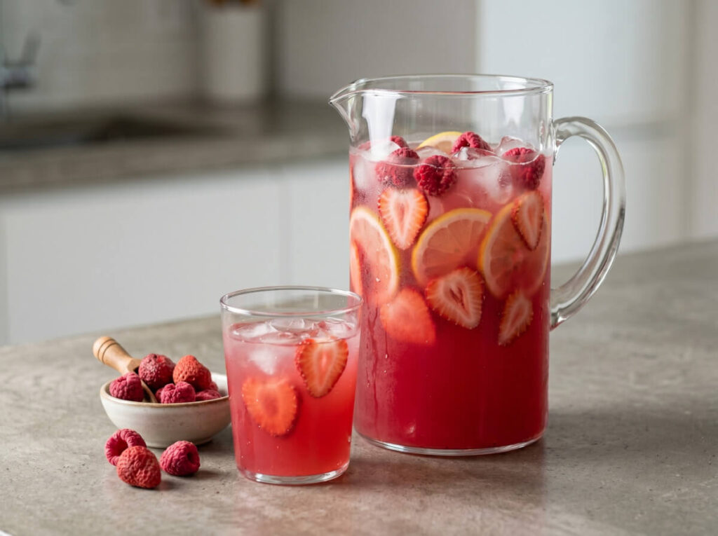 limonade fraises et framboises lyophilisees