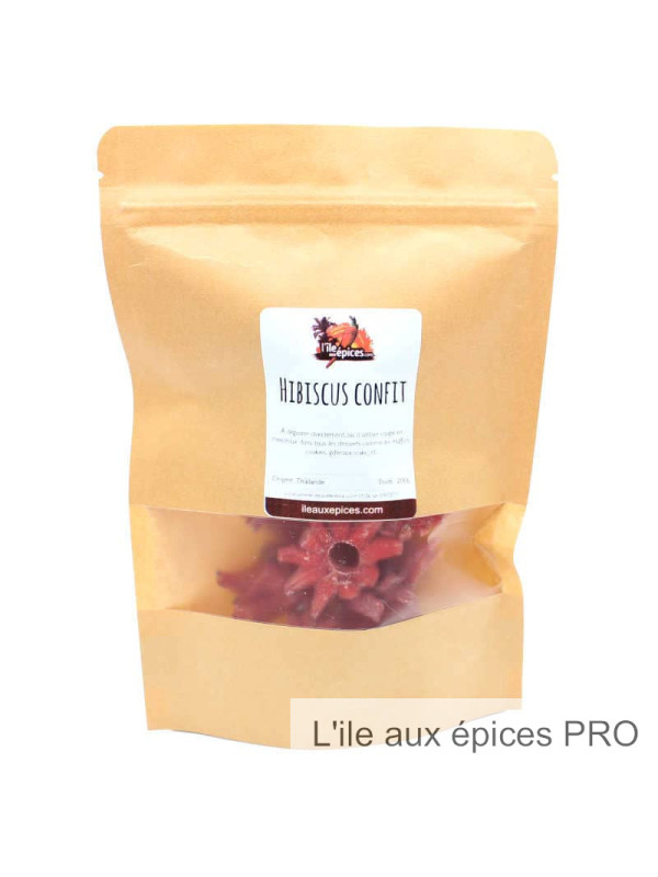 Grossiste Sachet de Fleurs d'hibiscus semi confites pro