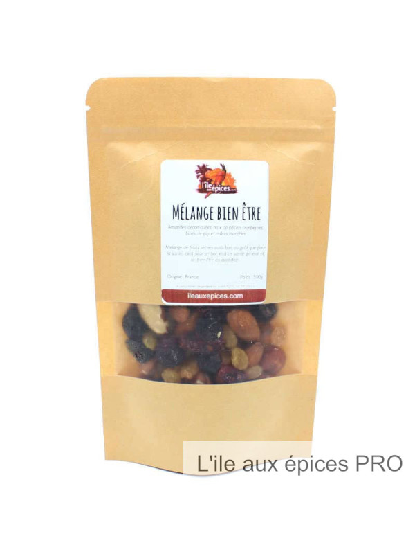 Fournisseur Sachet mélange bien être de fruits secs pro